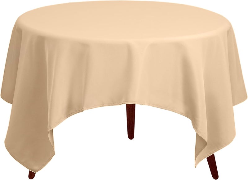 Gee Di Moda Square Tablecloth - 85 x 85 Inch Beige Table Cloth for Large Square or Round Tables - Heavy Duty Washable Fabric - for Buffet Table, Holiday Party, Dinner, Wedding & Baby Shower - Image 2