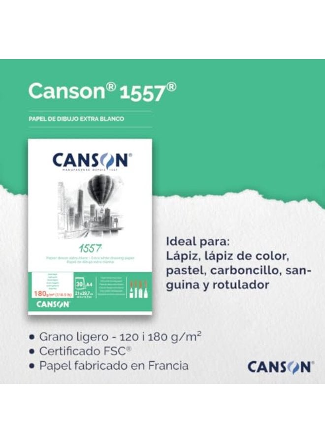 CANSON كانسون 1557 - دفتر A3 يتضمن 50 ورقة من ورق الرسم الأبيض بوزن 120 جرام لكل متر مربع - Image 5