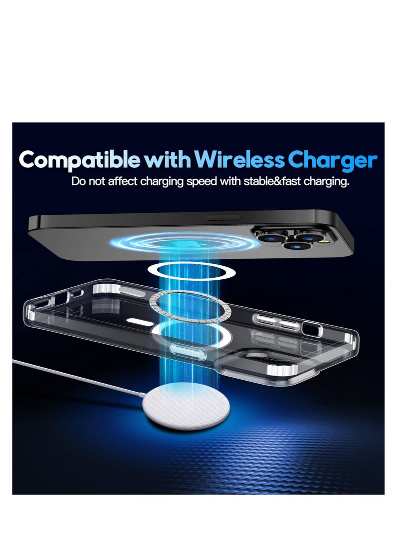 Aookay Super 5-in-1 Magnetic Case for iPhone 15 Pro Max 2023, 2 Pack Screen Protector and 2 Camera Lens Protector Yellowing Resistance Clear Magsafe Case for iPhone 15 Pro Max - Image 3