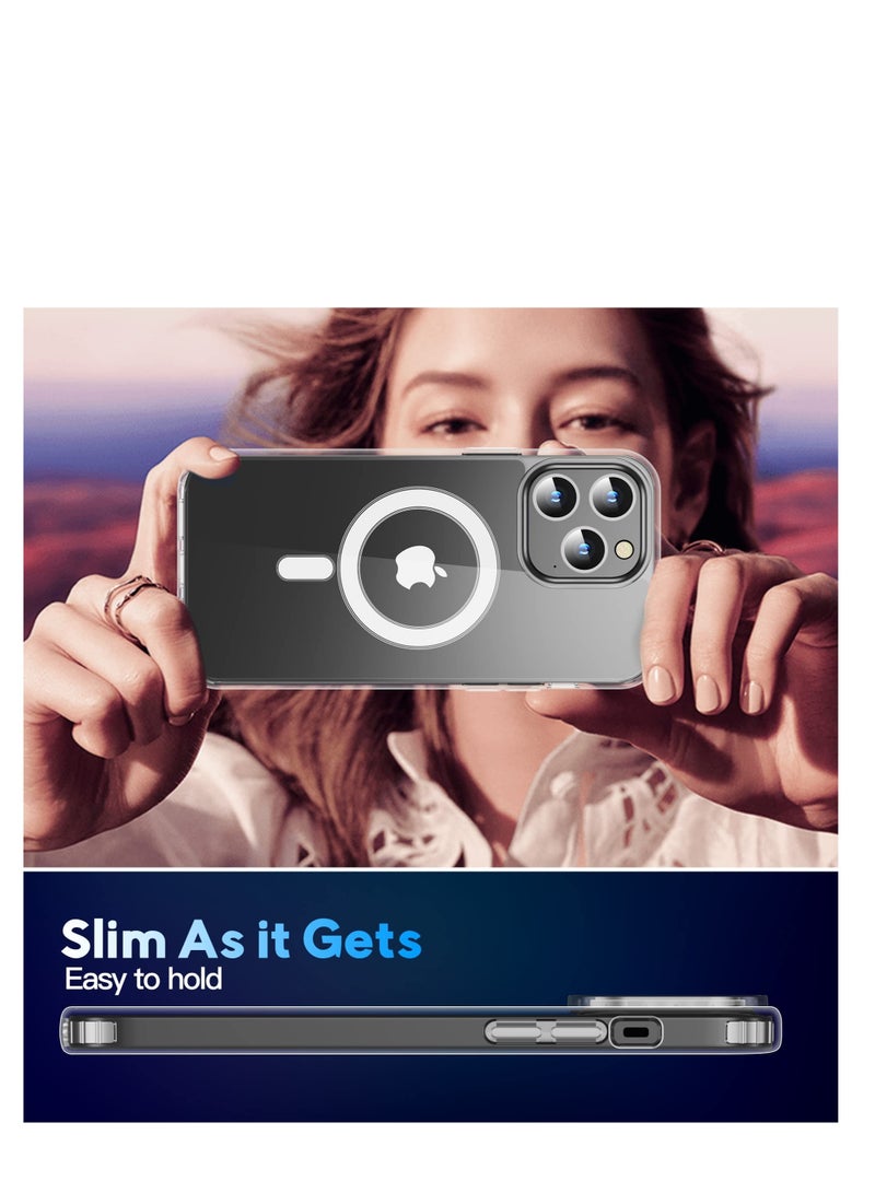 Aookay Super 5-in-1 Magnetic Case for iPhone 15 Pro Max 2023, 2 Pack Screen Protector and 2 Camera Lens Protector Yellowing Resistance Clear Magsafe Case for iPhone 15 Pro Max - Image 5