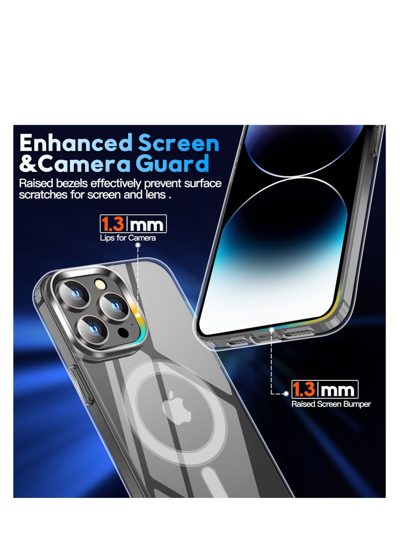 Aookay Super 5-in-1 Magnetic Case for iPhone 15 Pro Max 2023, 2 Pack Screen Protector and 2 Camera Lens Protector Yellowing Resistance Clear Magsafe Case for iPhone 15 Pro Max - Image 4