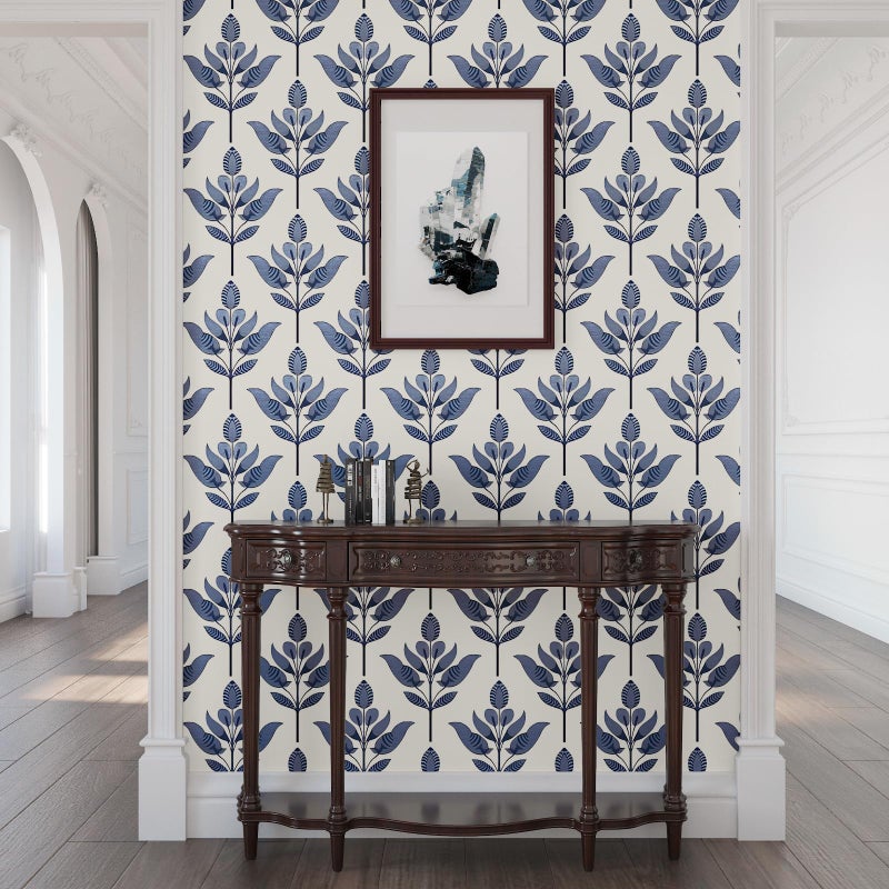 BOKEBEVE Leaves Contact Paper Floral Wallpaper Stick and Peel Boho Damask Wall Paper for Liner Drawer Cabinet Backsplash Renter Friendly Waterproof 17.5 x 118In - Image 4