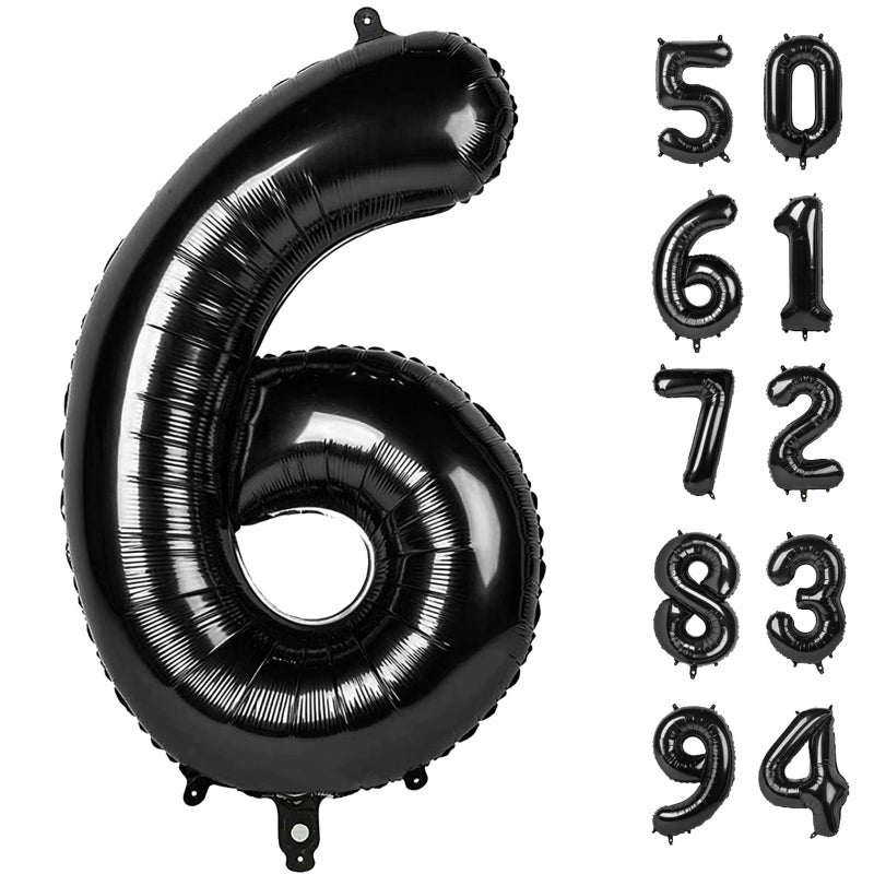 IWERP Black 40 Inch Number Balloon 6th Birthday Decorations for Girl and Boy Unisex Reusable SelfSealing Gold Accents Party Supplies 1 Piece - Image 3
