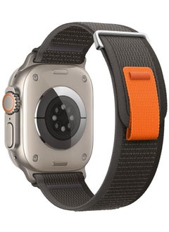 Tin Tech with Apple Watch Series Ultra/Ultra 2 Band 49mm 45mm 44mm 42mm, Nylon Sports Trail loop Band for Apple Watch Ultra/SE 1/2/3/4/5/6/7/ 8, – Gray / black