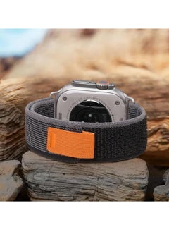 ten.tech Tin Tech with Apple Watch Series Ultra/Ultra 2 Band 49mm 45mm 44mm 42mm, Nylon Sports Trail loop Band for Apple Watch Ultra/SE 1/2/3/4/5/6/7/ 8, – Gray / black  - Image 3