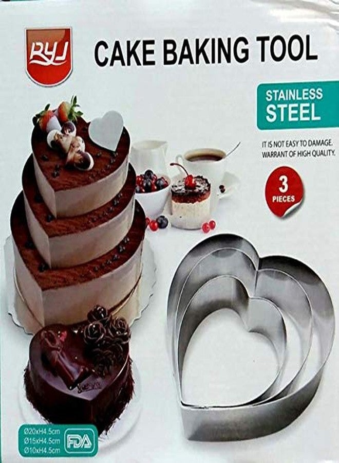 Royals Heart Cake Ring Stainless Steel Cutter for Cake,Tier Cake,fondat Cutter 3 pc Set - Image 4