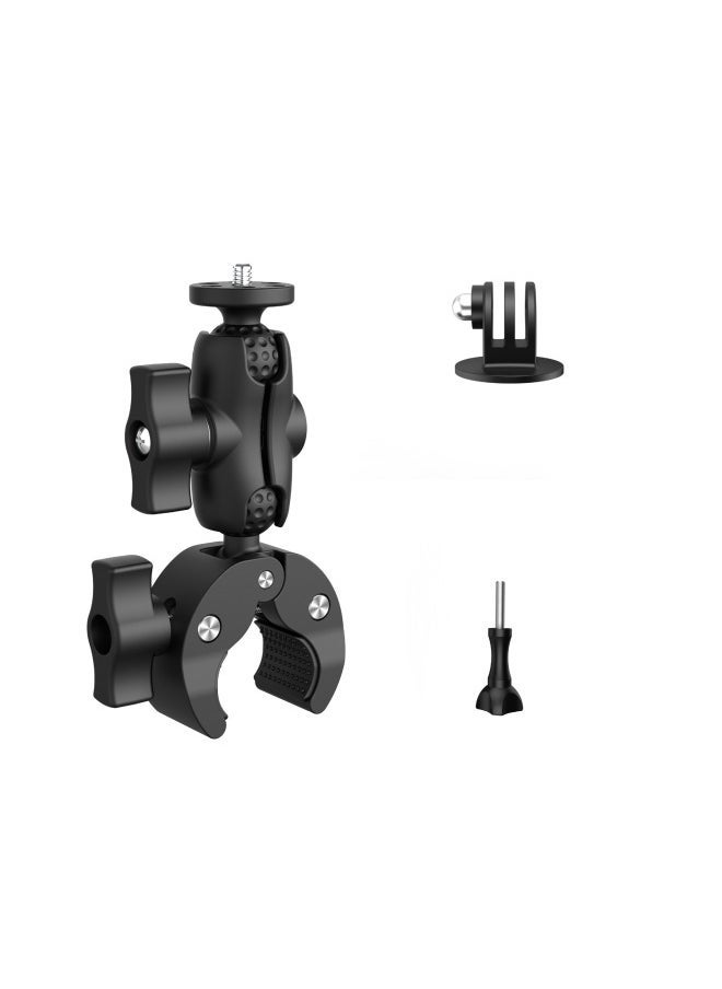 Upgraded Motorcycle Double-headed Strong Clip Sports Camera Motorcycle Strong Clip Invisible Selfie Stick Double Fixed Riding-Color:Upgraded Single Head 6CM Strong Clip + Ball Head + Screw - Image 1