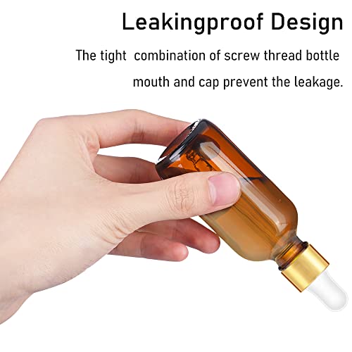 Bumobum 2 oz Dropper Bottle, Amber Glass Eye Dropper Bottles with Golden Top Cap for Essential Oils, 24 pack Tincture Bottle with Labels and Funnel - Image 5