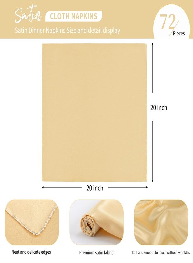 FXKS 72 Pack Champagne Gold Square Satin Cloth Napkin 20 x 20 Inch - Silk Dinner Napkins, Washable Reusable, Soft Smooth for Wedding Party Dining Banquet Restaurant Decoration - Image 3