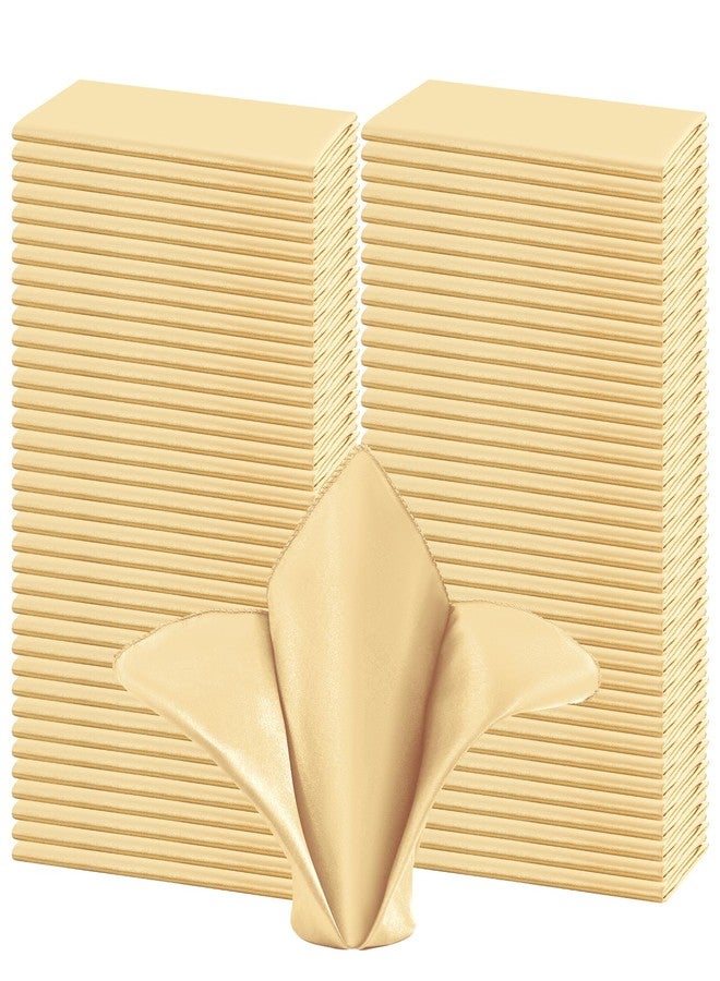 FXKS 72 Pack Champagne Gold Square Satin Cloth Napkin 20 x 20 Inch - Silk Dinner Napkins, Washable Reusable, Soft Smooth for Wedding Party Dining Banquet Restaurant Decoration - Image 1