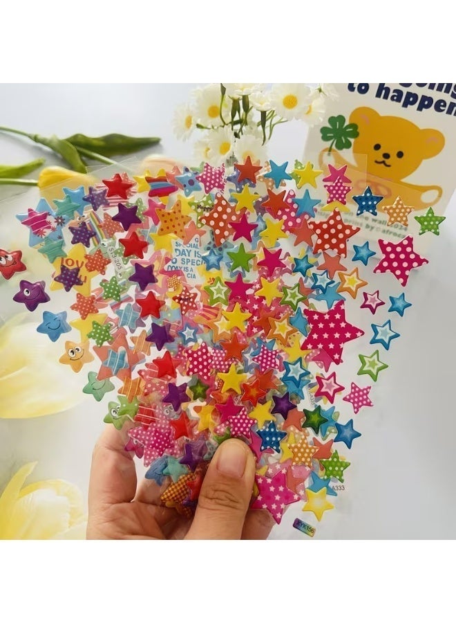 Kandid 8 sheets 3D Star-Shaped PVC Stickers – Self-Adhesive Face & Makeup Decals for Scrapbooking & School Projects (3D Star) - Image 1