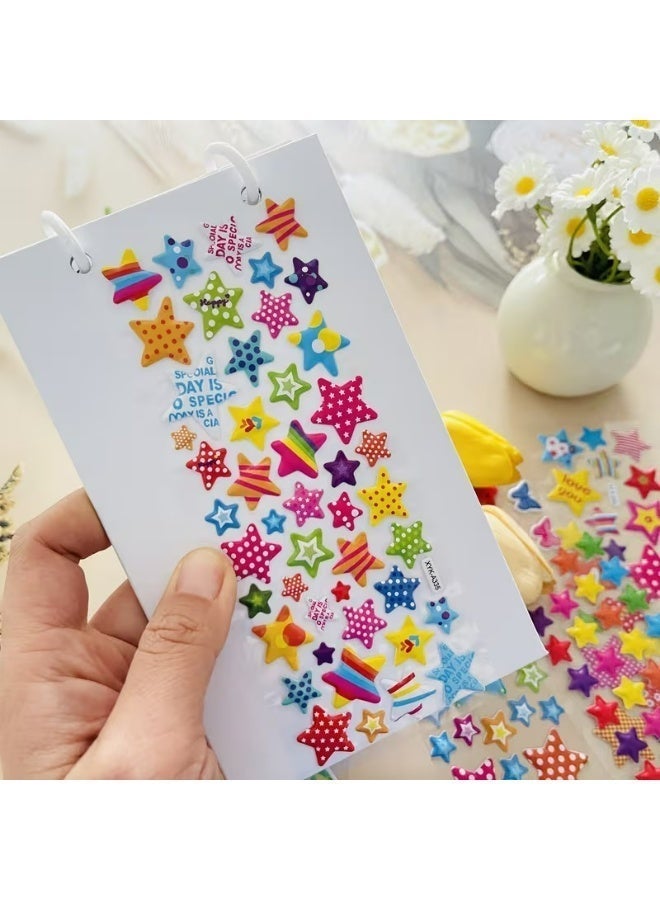 Kandid 8 sheets 3D Star-Shaped PVC Stickers – Self-Adhesive Face & Makeup Decals for Scrapbooking & School Projects (3D Star) - Image 3