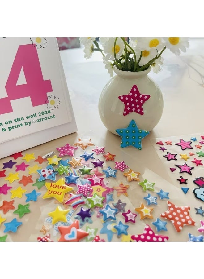 Kandid 8 sheets 3D Star-Shaped PVC Stickers – Self-Adhesive Face & Makeup Decals for Scrapbooking & School Projects (3D Star) - Image 5