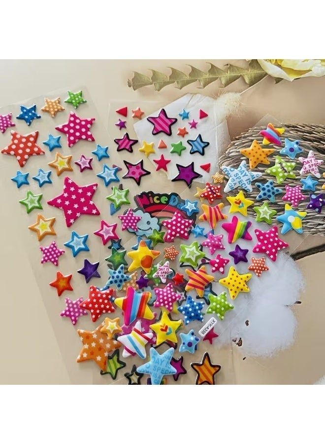 Kandid 8 sheets 3D Star-Shaped PVC Stickers – Self-Adhesive Face & Makeup Decals for Scrapbooking & School Projects (3D Star) - Image 4