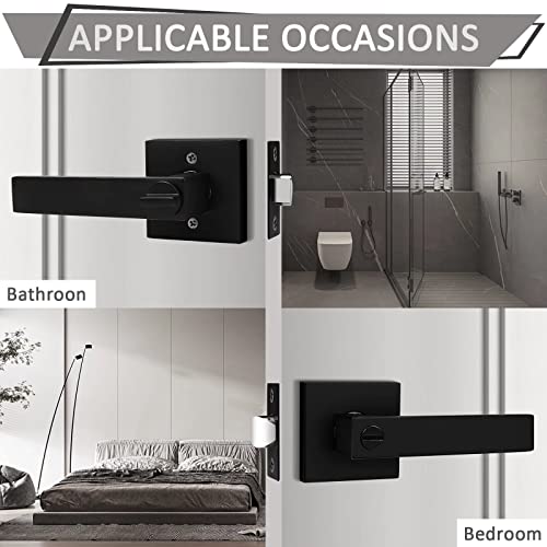 Probrico 6 Pack Privacy Door Handles,Heavy Duty Matte Black Door Lever Hardware,Keyless Interior Door Knob Lockset for Bedroom Bathroom - Image 5