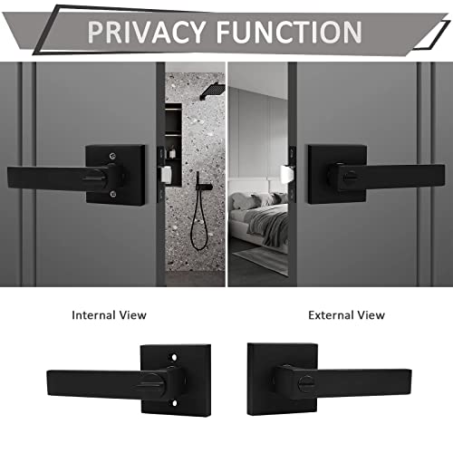 Probrico 6 Pack Privacy Door Handles,Heavy Duty Matte Black Door Lever Hardware,Keyless Interior Door Knob Lockset for Bedroom Bathroom - Image 4