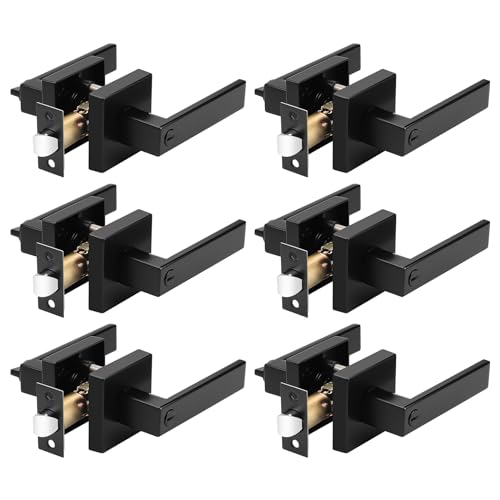 Probrico 6 Pack Privacy Door Handles,Heavy Duty Matte Black Door Lever Hardware,Keyless Interior Door Knob Lockset for Bedroom Bathroom - Image 1
