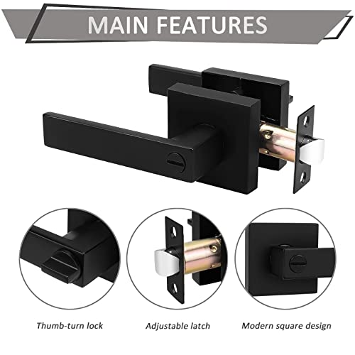 Probrico 6 Pack Privacy Door Handles,Heavy Duty Matte Black Door Lever Hardware,Keyless Interior Door Knob Lockset for Bedroom Bathroom - Image 3