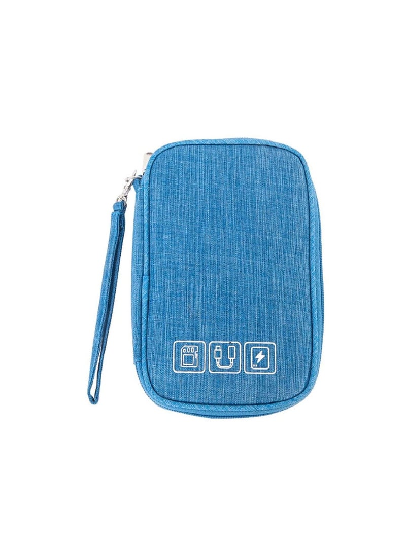 erorex Travel Cable Organizer Bag Portable Cable Organizer Small Waterproof Electronic Accessories Storage Bag for Charger Cable Power Bank Memory Card Earphone Phone Adapter Blue - Image 1