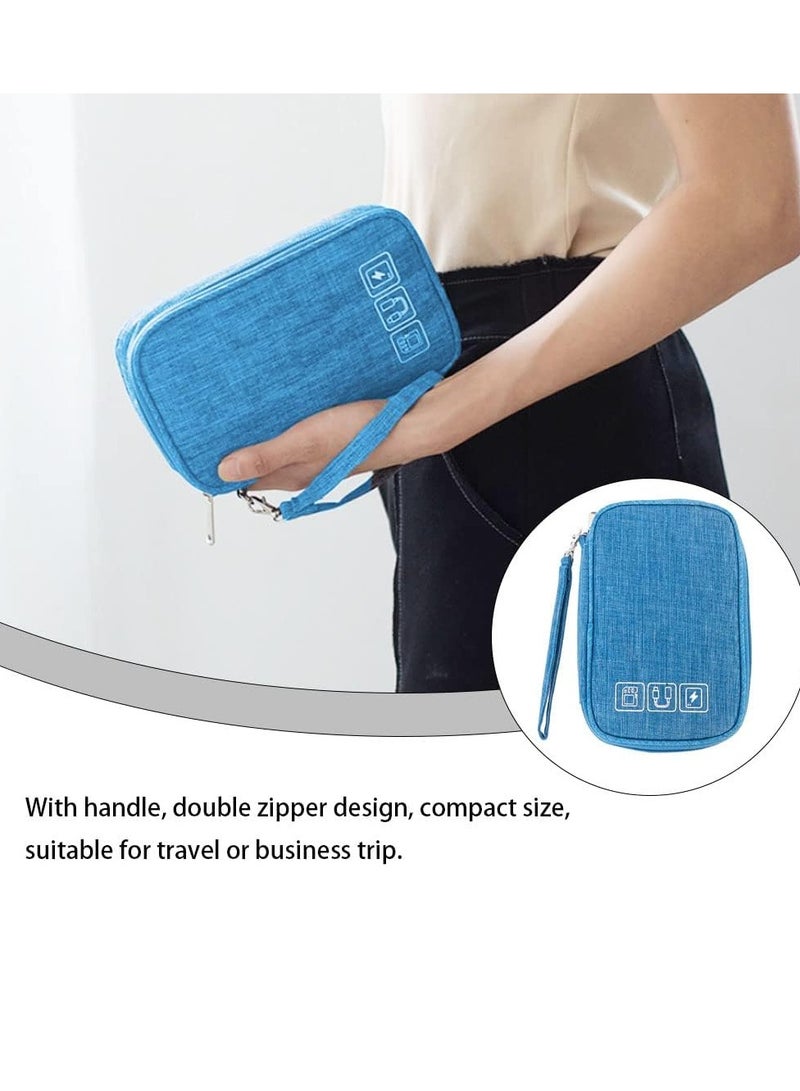 erorex Travel Cable Organizer Bag Portable Cable Organizer Small Waterproof Electronic Accessories Storage Bag for Charger Cable Power Bank Memory Card Earphone Phone Adapter Blue - Image 5
