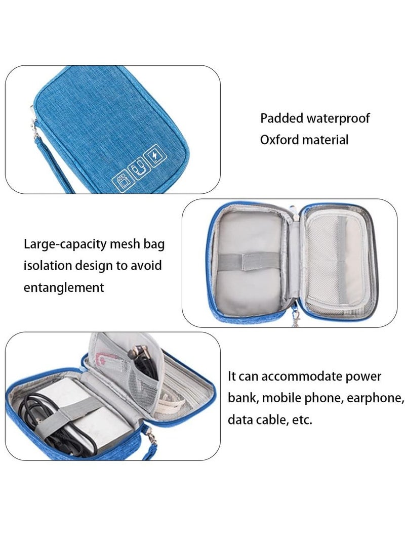 erorex Travel Cable Organizer Bag Portable Cable Organizer Small Waterproof Electronic Accessories Storage Bag for Charger Cable Power Bank Memory Card Earphone Phone Adapter Blue - Image 4
