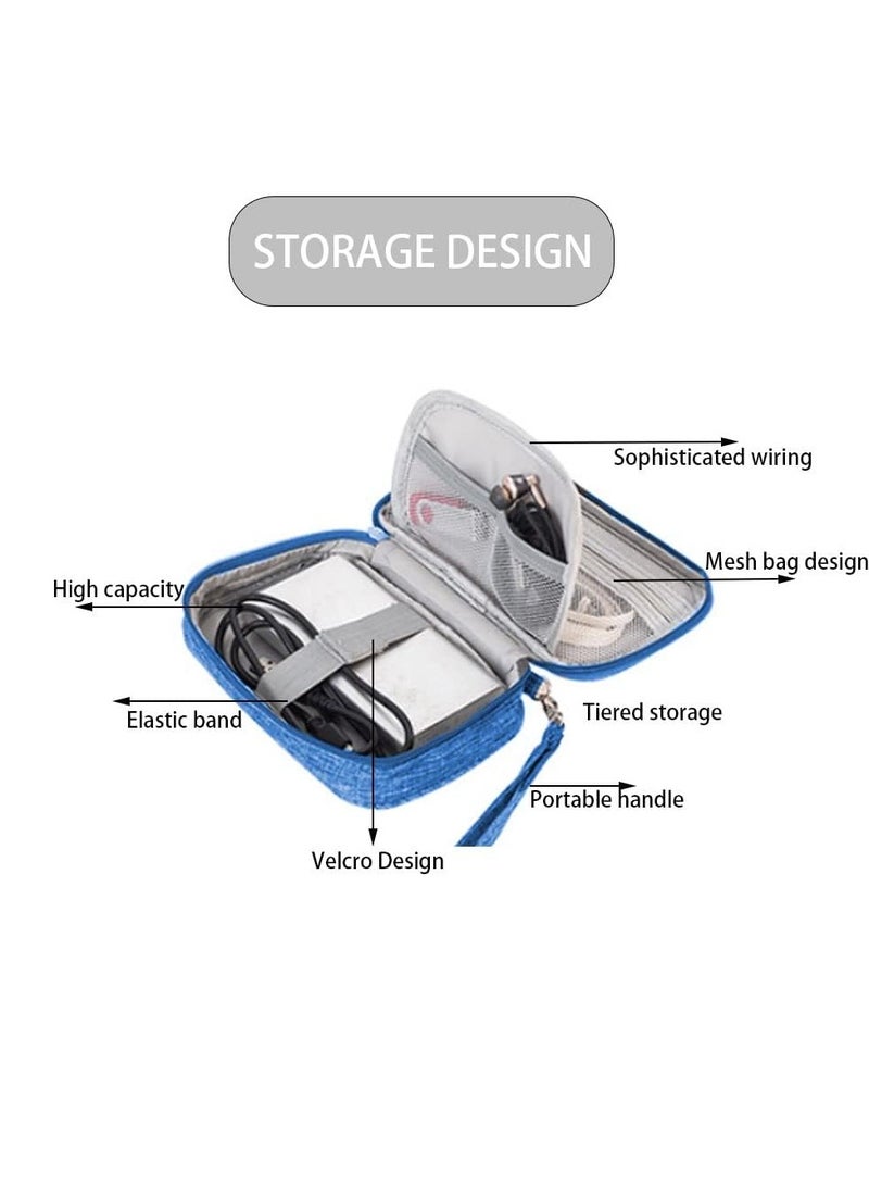 erorex Travel Cable Organizer Bag Portable Cable Organizer Small Waterproof Electronic Accessories Storage Bag for Charger Cable Power Bank Memory Card Earphone Phone Adapter Blue - Image 3