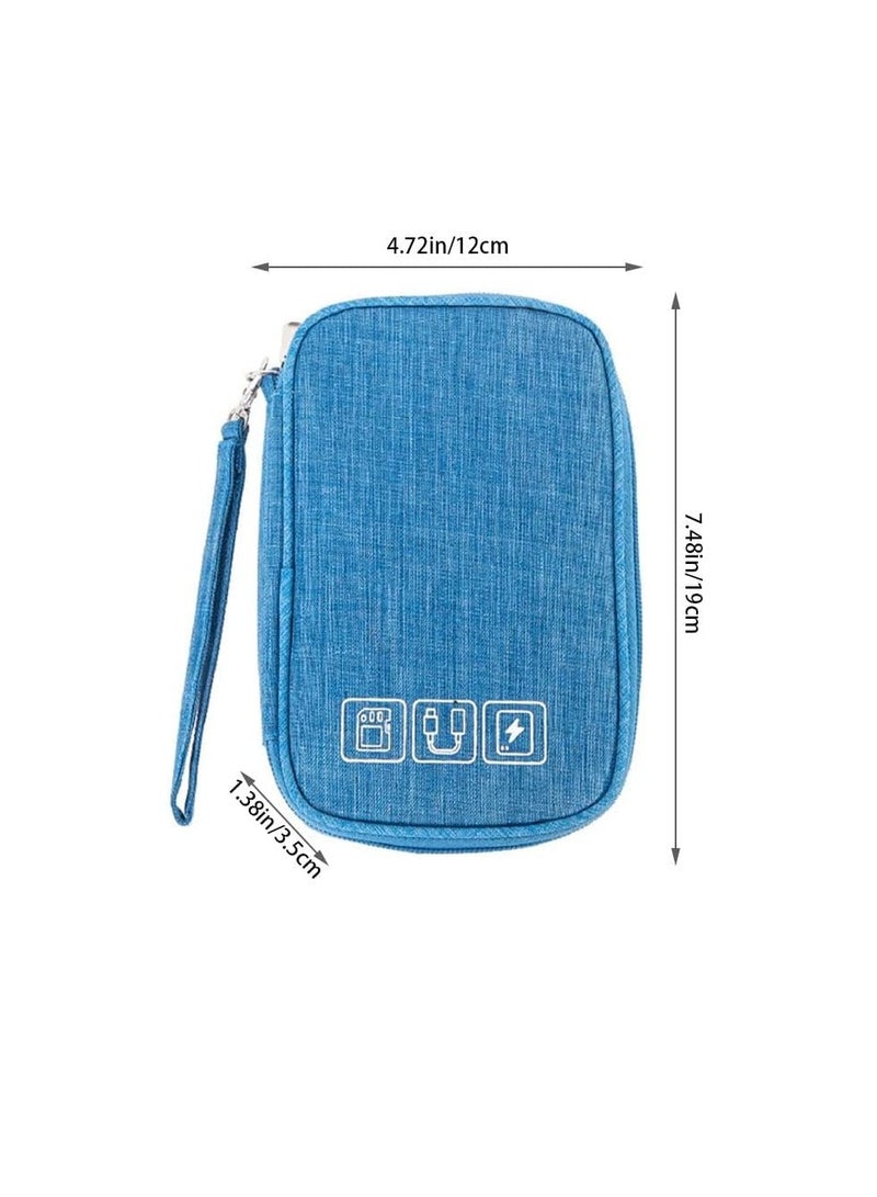 erorex Travel Cable Organizer Bag Portable Cable Organizer Small Waterproof Electronic Accessories Storage Bag for Charger Cable Power Bank Memory Card Earphone Phone Adapter Blue - Image 2