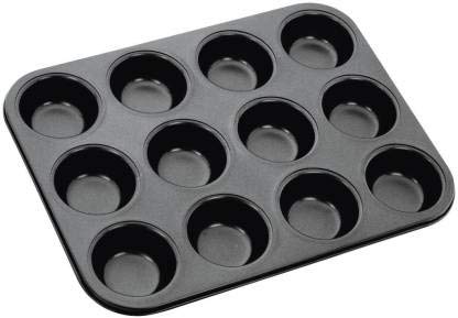 SAJAG 12 Slot Small Size Mini Carbon Steel Cups Dishwasher Safe NonStick Muffins Cupcake Pancake Baking Moulds Tray - Image 1