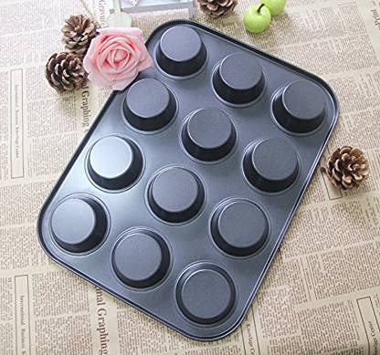 SAJAG 12 Slot Small Size Mini Carbon Steel Cups Dishwasher Safe NonStick Muffins Cupcake Pancake Baking Moulds Tray - Image 2
