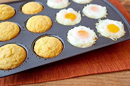 SAJAG 12 Slot Small Size Mini Carbon Steel Cups Dishwasher Safe NonStick Muffins Cupcake Pancake Baking Moulds Tray - Image 3