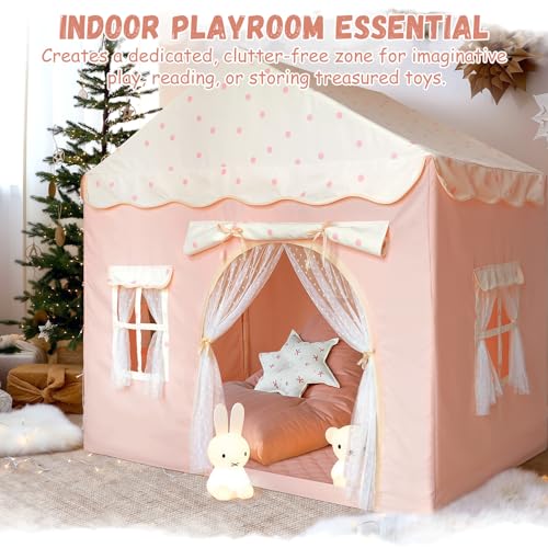 Sherilyn Kids Play Tent with Double Door Childrens Playhouse Tents Portable Fantasy Adventure Castle for Girls Kids Tent with Mat House Toys for Girl Birthday Christmas House Gift - Image 5