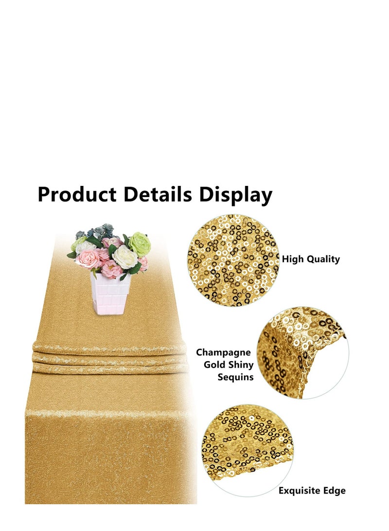 XiuWoo Satin Table Runner, 3 Pack Sequin Runner Rose Gold Cloth for Rectangle Tables Sparkle Covers Wedding Engagement Birthday Party Holiday Decorations Baby Shower - Image 2