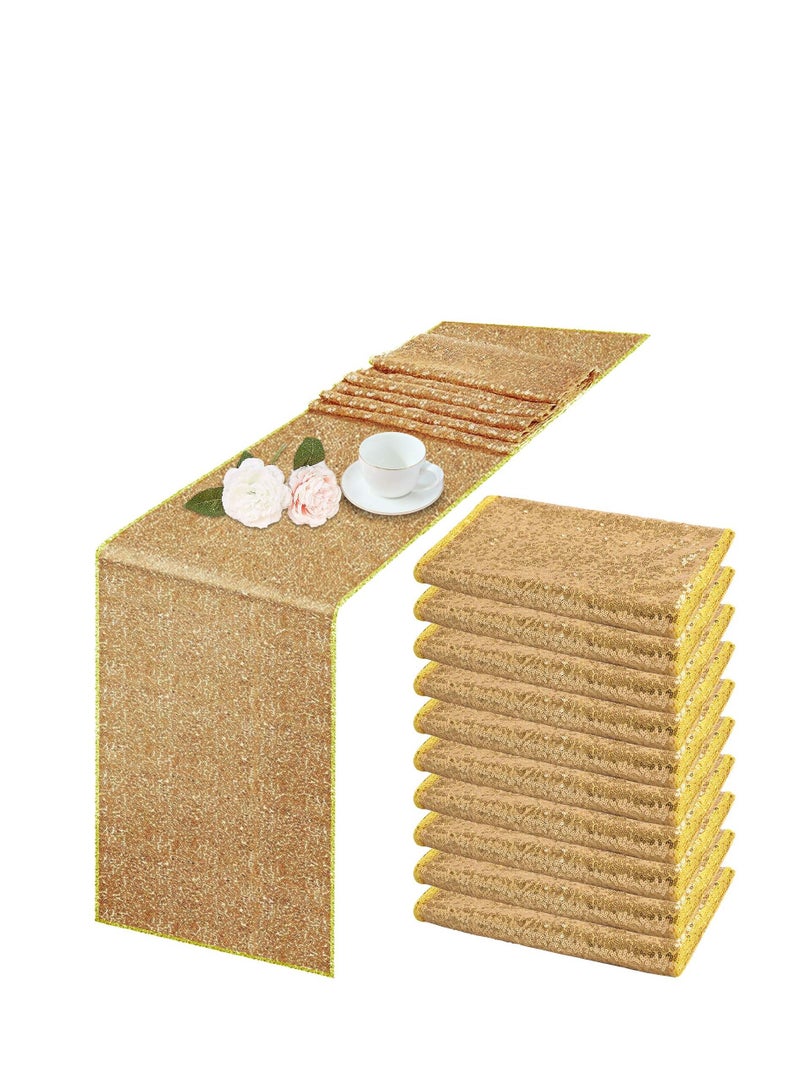 XiuWoo Satin Table Runner, 3 Pack Sequin Runner Rose Gold Cloth for Rectangle Tables Sparkle Covers Wedding Engagement Birthday Party Holiday Decorations Baby Shower - Image 1