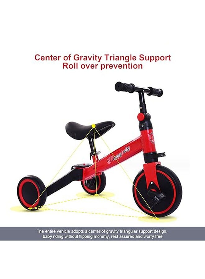 Hihonor 3-in-1 Baby Tricycle with 3 Wheels, Kids Pedal Tricycle for 1-4 Years Old, Toddler Tricycle for Indoor-Outdoor, Balance Bike with Removable Pedal for Boys and Girls (Red)  - Image 5