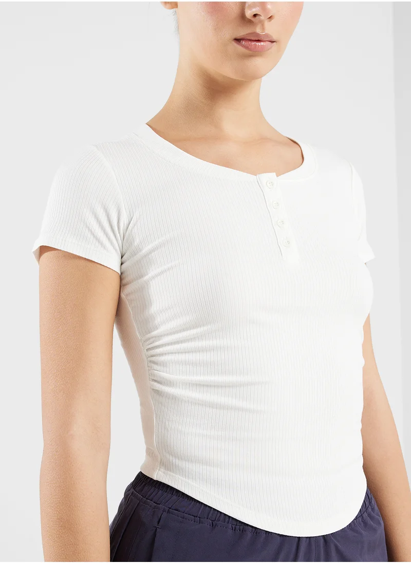 FRWD Soft Button Up Fitted T-Shirt