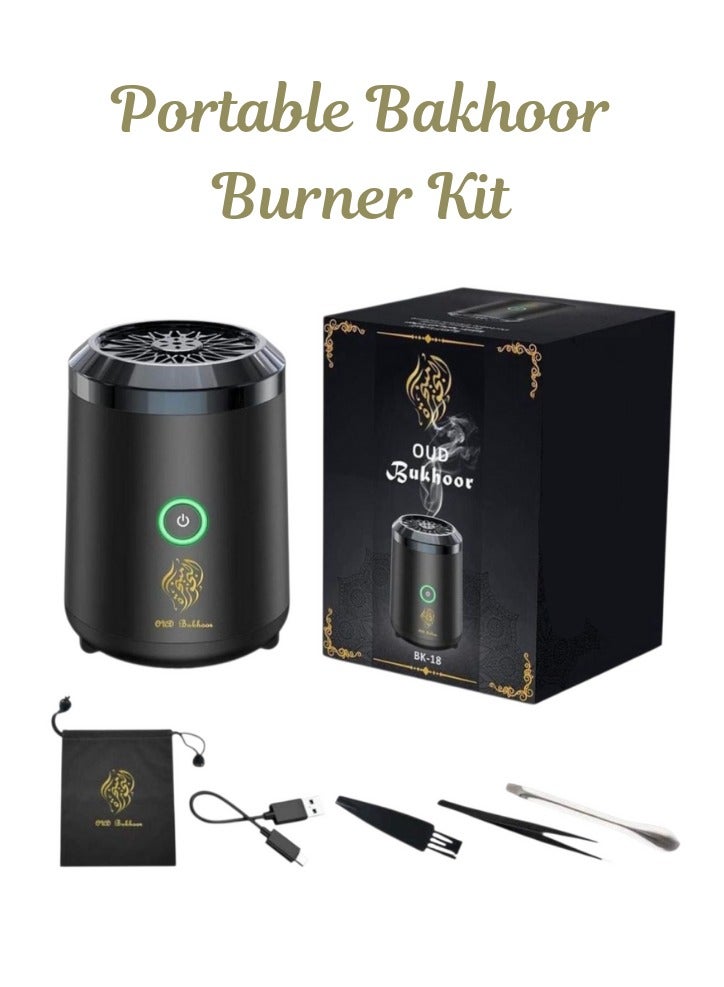 traditious Portable USB Smart Incense Burner – Rechargeable Electronic Arabic Oud Burner with LED Battery Indicator, Compact Bukhoor Diffuser for Home, Office & Car - Image 1