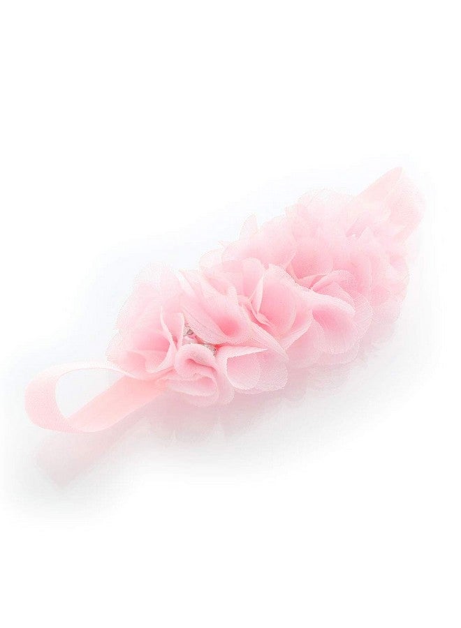 My Lello Baby Flower Headbands Fabric Beaded Trio Stretchy Elastic Pair (Light Pink/White) - Image 4