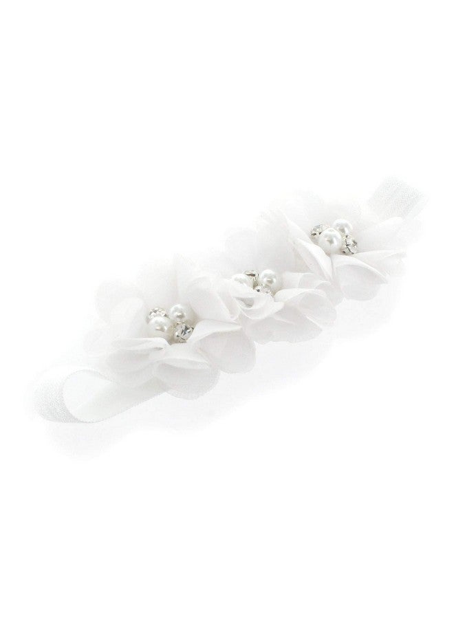 My Lello Baby Flower Headbands Fabric Beaded Trio Stretchy Elastic Pair (Light Pink/White) - Image 5