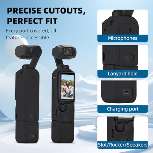 BRDRC Pocket 3 Silicone Cover, Protective Case Lens Protector Scratch-Resistant Sleeve Skin Compatible with DJI OSMO Pocket 3 Creator Combo Accessories(Grey) - Image 5