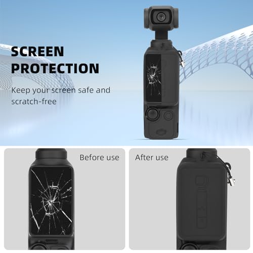BRDRC Pocket 3 Silicone Cover, Protective Case Lens Protector Scratch-Resistant Sleeve Skin Compatible with DJI OSMO Pocket 3 Creator Combo Accessories(Grey) - Image 2