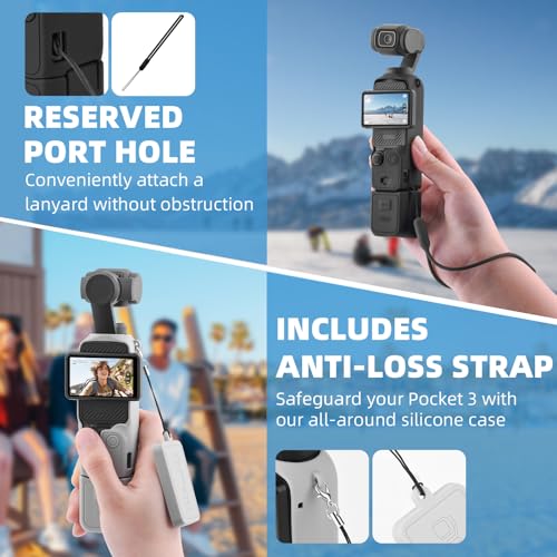 BRDRC Pocket 3 Silicone Cover, Protective Case Lens Protector Scratch-Resistant Sleeve Skin Compatible with DJI OSMO Pocket 3 Creator Combo Accessories(Grey) - Image 4