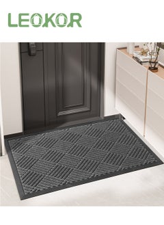 LEOKOR Durable Front Door Mats, Heavy Duty Water Absorbent Mud Resistant Easy Clean Entry Outdoor Indoor Rugs,Non Slip Backing, Exterior Mats for Outside Patio Porch Farmhouse 45*75CM  - Image 1