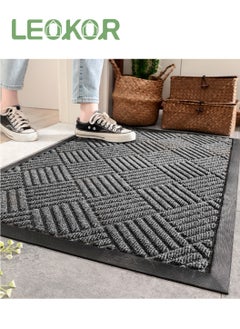 LEOKOR Durable Front Door Mats, Heavy Duty Water Absorbent Mud Resistant Easy Clean Entry Outdoor Indoor Rugs,Non Slip Backing, Exterior Mats for Outside Patio Porch Farmhouse 45*75CM  - Image 2