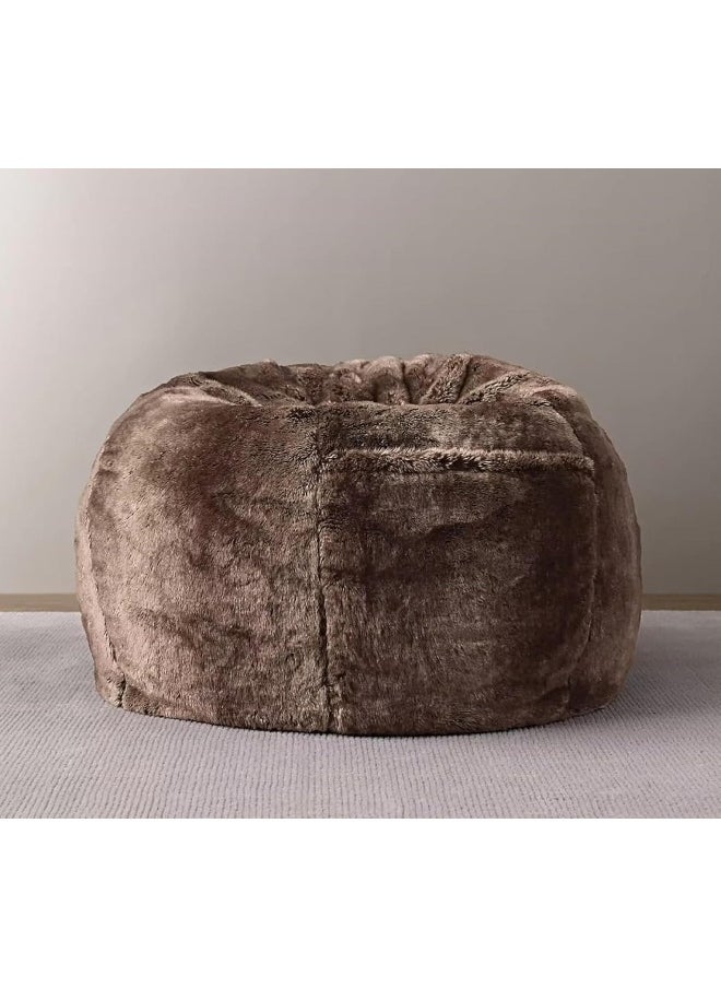 Poppins Home Ultra-Soft Luxury Faux Fur Round Bean Bag Chair Cover  Plush, Cozy & Oversized for Adults 