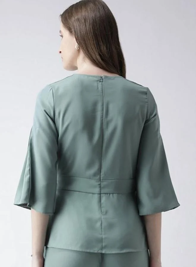 Kassually Kassually Solid Regular Fit Wrap Front Top