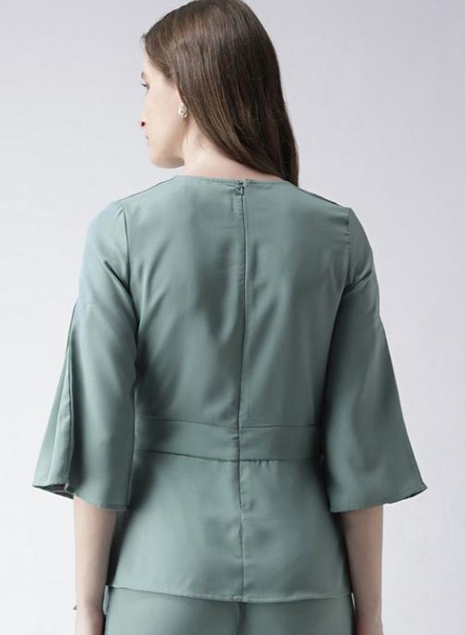 Kassually Solid Regular Fit Wrap Front Top - Image 3