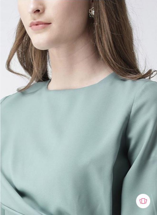 Kassually Solid Regular Fit Wrap Front Top - Image 4