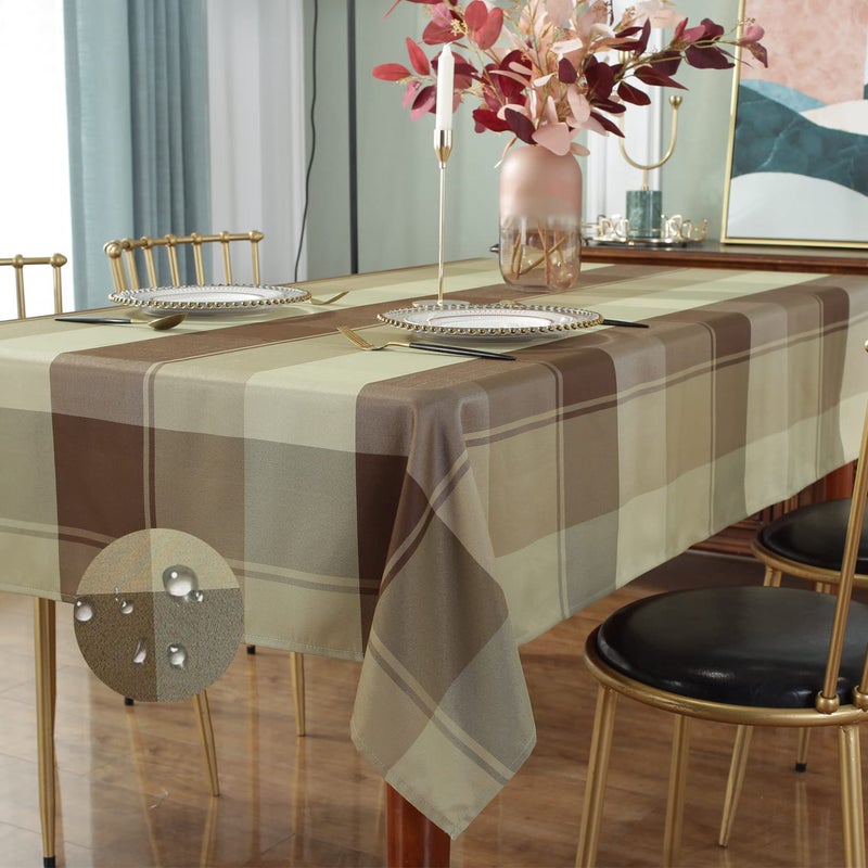 Rectangle Tablecloth 60 x 120 Inch Checkered Table Cloths Spillproof AntiShrink Soft and Wrinkle Resistant Decorative Fabric Table Cover for Kitchen Dinning Tabletop OutdoorRectangleOblongTaupe