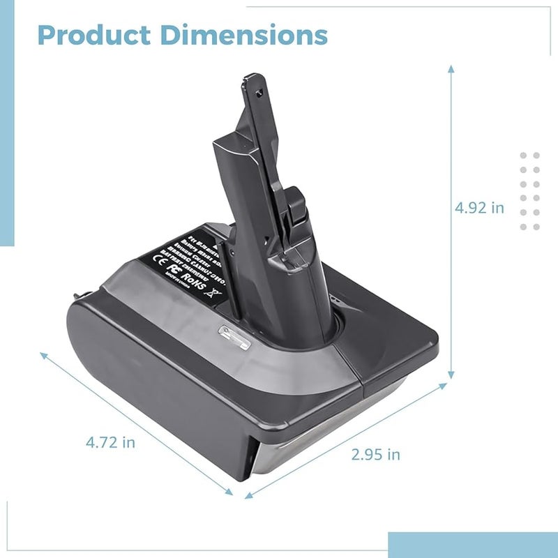 محول Dw20V7 لمكنسات دايسون V7 محول بطارية 20 فولت ماكس XR مع حماية متعددة - Image 2
