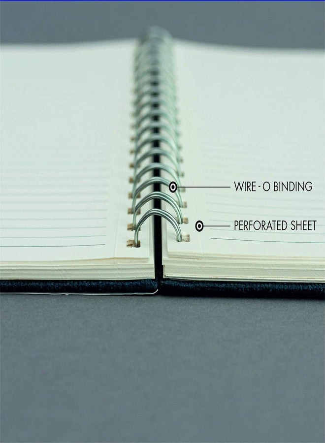 COMMA Abaca - A5 Size - Wire-O-Bound Spiral Notebook with Pen & Elastic Band Closure - 200 Pages - 80gsm Natural Shade Paper - Textured Cover Material - Pack of 2 - (Sky Blue + Beige) - Image 3